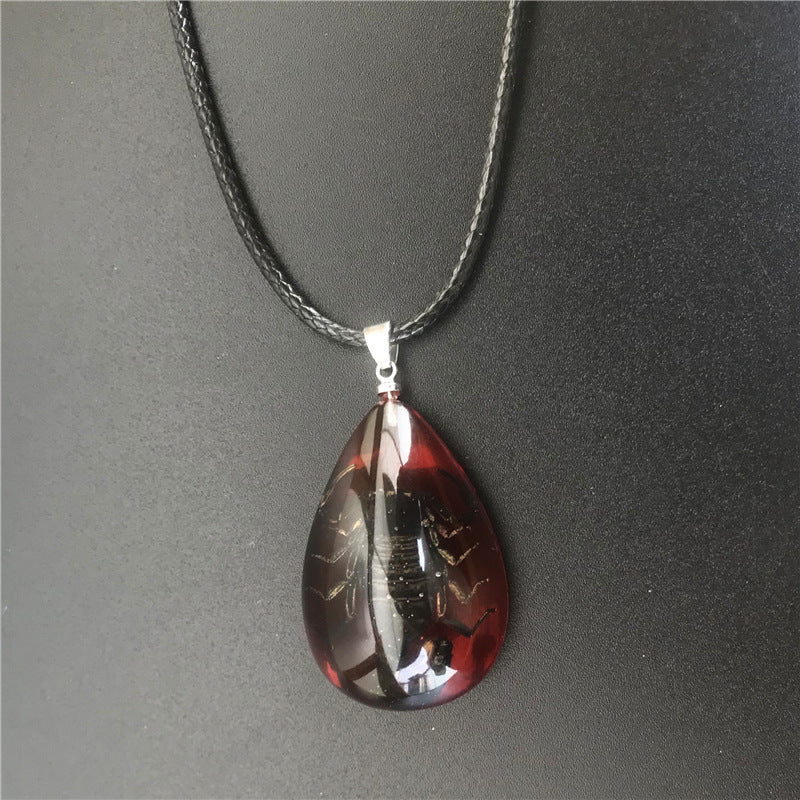 Wholesale 6pcs Scorpion Amber Real Insect Luminous Pendant Specimen Necklace